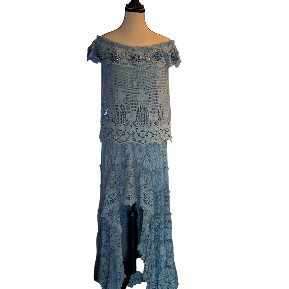 Boston Proper Hi-Low Layered Lace Beaded Dress